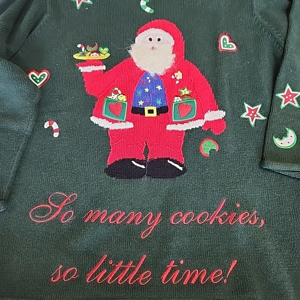 Vintage The Quaker Factory Santa Clause Christmas Knit Crewneck Sweater Size‎ 1X